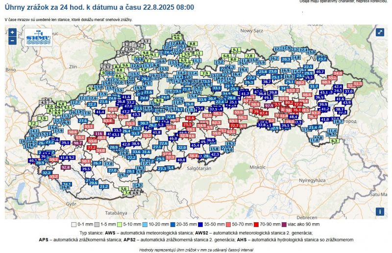 Zdroj: Internetová stránka SHMÚ 