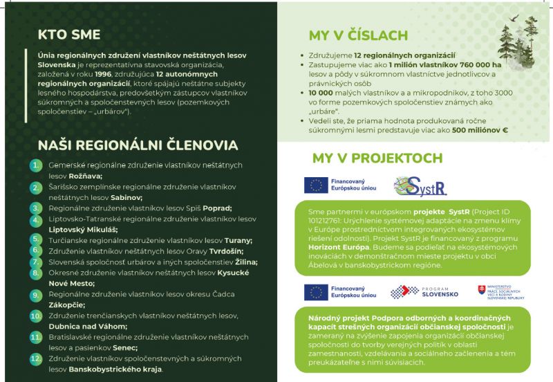 Zdroj: ÚNIA regionánych združení vlastníkov neštátnych lesov Slovenska 