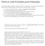 Text Pet&iacute;cie za Pr&iacute;rodn&yacute; park Podunajsko 