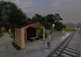 Jeden zo súťažných návrhov v kategórii malé stavby - drevená železničná zastávka 