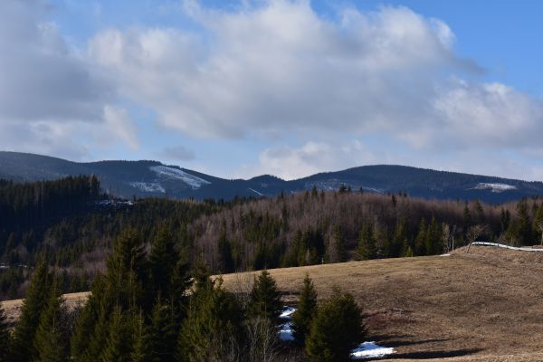 Pohľad na hrebene časti Nízkych Tatier zo sedla Besník