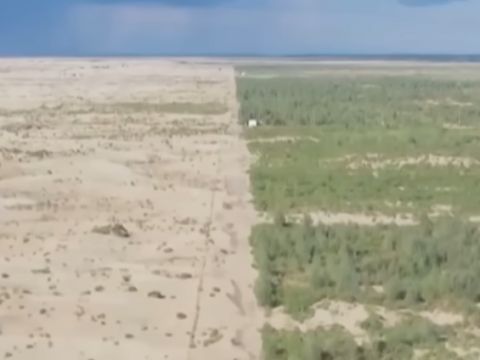 Púšť a zalesnená plocha v Číne 