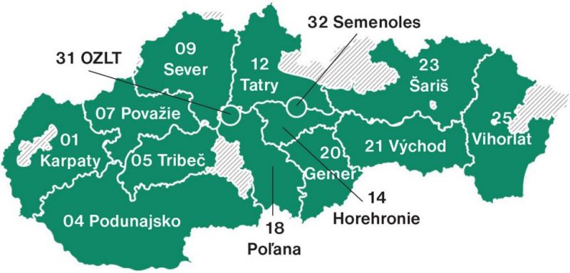 Odštené závody v aktuálnej organizačnej štruktúre š. p. LESY SR 