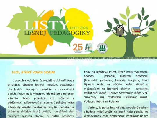 Vyšlo nové letné číslo Listov lesnej pedagogiky: Bohaté vydanie s množstvom tipov na prázdninové objavovanie lesa